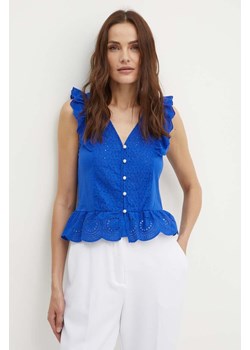 Morgan bluzka bawełniana DODAY1 damska kolor niebieski gładka ze sklepu ANSWEAR.com w kategorii Bluzki damskie - zdjęcie 173337489