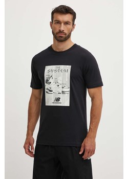 New Balance t-shirt bawełniany męski kolor czarny z nadrukiem MT41595BK ze sklepu ANSWEAR.com w kategorii T-shirty męskie - zdjęcie 173337568