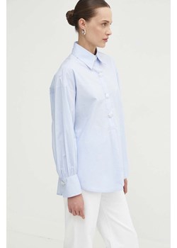 Answear Lab bluzka bawełniana damska kolor niebieski gładka ze sklepu ANSWEAR.com w kategorii Bluzki damskie - zdjęcie 173337699