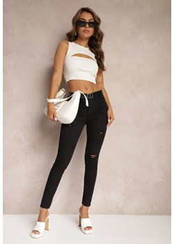Czarne Jeansy Skinny High Waist z Przetarciami Lisbia ze sklepu Renee odzież w kategorii Jeansy damskie - zdjęcie 173337809