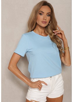 Niebieski T-shirt Koszulka z Krótkim Rękawem i Okrągłym Dekoltem Tiarella ze sklepu Renee odzież w kategorii Bluzki damskie - zdjęcie 173338326