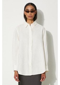 Samsoe Samsoe koszula lniana SALOVA kolor biały relaxed z kołnierzykiem klasycznym F24100188 ze sklepu PRM w kategorii Koszule damskie - zdjęcie 173339069
