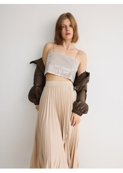 Reserved - Plisowana spódnica midi - kremowy ze sklepu Reserved w kategorii Spódnice - zdjęcie 173352147