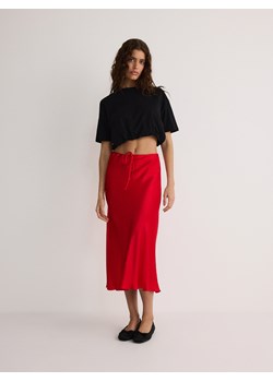 Reserved - Spódnica midi z wiskozy - czerwony ze sklepu Reserved w kategorii Spódnice - zdjęcie 173352228