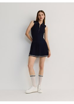 Reserved - Dzianinowa sukienka mini w sportowym stylu - granatowy ze sklepu Reserved w kategorii Sukienki - zdjęcie 173352408