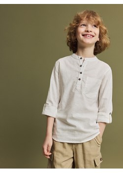 Reserved - Gładka koszula z lnem - biały ze sklepu Reserved w kategorii Koszule chłopięce - zdjęcie 173352587