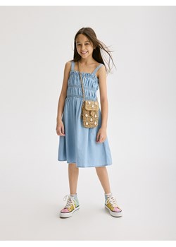Reserved - Bawełniana sukienka na ramiączkach - jasnoniebieski ze sklepu Reserved w kategorii Sukienki dziewczęce - zdjęcie 173352629