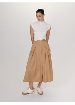 Reserved - Spódnica midi z paskiem - kremowy ze sklepu Reserved w kategorii Spódnice - zdjęcie 173352717