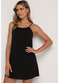 Czarna Wiskozowa Sukienka na Regulowanych Ramiączkach Ulantia ze sklepu Born2be Odzież w kategorii Sukienki - zdjęcie 173353046