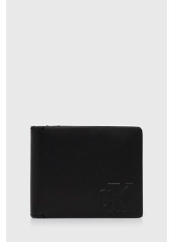 Calvin Klein Jeans portfel skórzany damski kolor czarny K50K512061 ze sklepu ANSWEAR.com w kategorii Portfele damskie - zdjęcie 173354956