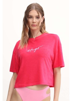 HUGO t-shirt damski kolor różowy 50520695 ze sklepu ANSWEAR.com w kategorii Bluzki damskie - zdjęcie 173354987