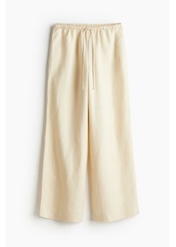 H & M - Spodnie z domieszką lnu - Żółty ze sklepu H&M w kategorii Spodnie damskie - zdjęcie 173355509