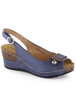 Sandały damskie na koturnie komfortowe niebieskie eVento 6230 ze sklepu ButyModne.pl w kategorii Sandały damskie - zdjęcie 173355589