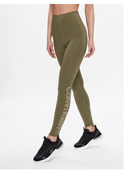 Calvin Klein Performance Legginsy 00GWS3L602 Khaki Slim Fit ze sklepu MODIVO w kategorii Spodnie damskie - zdjęcie 173358156