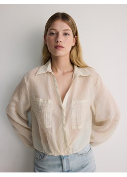 Reserved - Transparentna bluzka z lyocellem - złamana biel ze sklepu Reserved w kategorii Bluzki damskie - zdjęcie 173360047