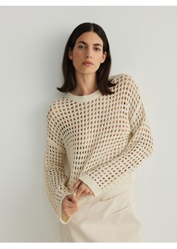 Reserved - Ażurowy sweter - złamana biel ze sklepu Reserved w kategorii Swetry damskie - zdjęcie 173360476