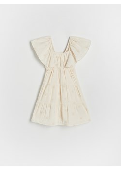 Reserved - Muślinowa sukienka z haftem - złamana biel ze sklepu Reserved w kategorii Sukienki dziewczęce - zdjęcie 173360697