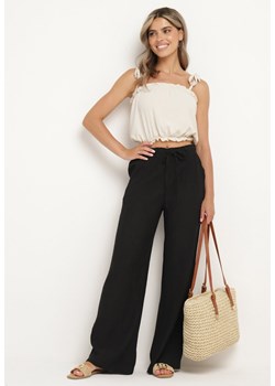 Czarne Spodnie z Gumką w Pasie Angelona ze sklepu Born2be Odzież w kategorii Spodnie damskie - zdjęcie 173361465