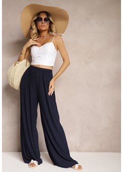 Granatowe Spodnie Right on Time ze sklepu Renee odzież w kategorii Spodnie damskie - zdjęcie 173361805