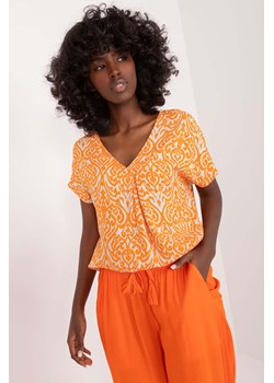 Letnia bluzka pomarańczowa z printem Sublevel z wiskozy ze sklepu 5.10.15 w kategorii Bluzki damskie - zdjęcie 173362056