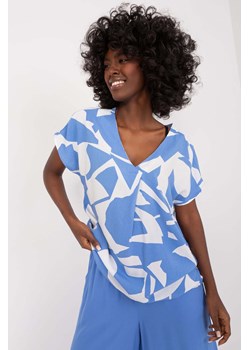 Letnia bluzka niebieska z printem Sublevel z wiskozy ze sklepu 5.10.15 w kategorii Bluzki damskie - zdjęcie 173362059