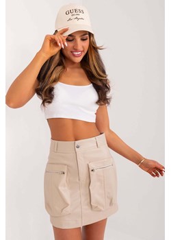 Damska spódniczka mini z kieszeniami- beżowa ze sklepu 5.10.15 w kategorii Spódnice - zdjęcie 173362085