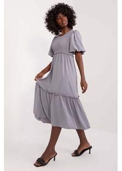 Damska szara zwiewna sukienka z falbaną ze sklepu 5.10.15 w kategorii Sukienki - zdjęcie 173362106