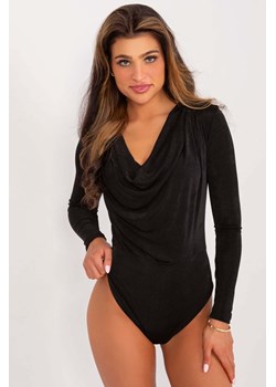 Błyszczące body damskie z długim rękawem- czarne ze sklepu 5.10.15 w kategorii Bluzki damskie - zdjęcie 173362128