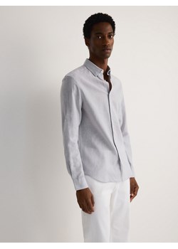 Reserved - Koszula regular fit z lnem - jasnoszary ze sklepu Reserved w kategorii Koszule męskie - zdjęcie 173363195