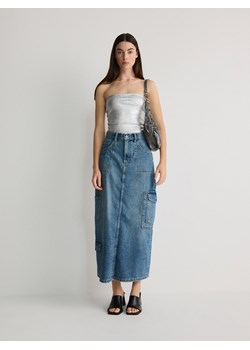 Reserved - Jeansowa spódnica cargo - turkusowy ze sklepu Reserved w kategorii Spódnice - zdjęcie 173365739