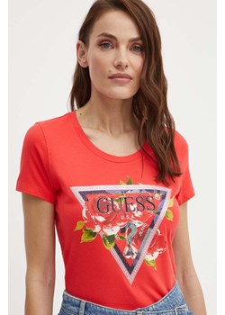 Guess t-shirt ROSES damski kolor czerwony W4YI71 J1314 ze sklepu ANSWEAR.com w kategorii Bluzki damskie - zdjęcie 173366447