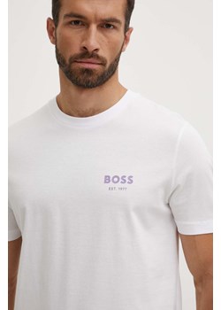 BOSS t-shirt bawełniany męski kolor biały z nadrukiem 50521209 ze sklepu ANSWEAR.com w kategorii T-shirty męskie - zdjęcie 173366506