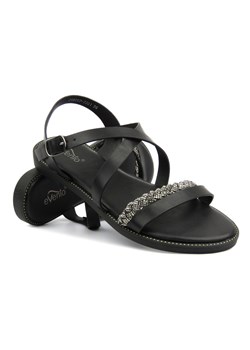 Sandały damskie na płaskiej podeszwie - Evento 24SD97-7301, czarne ze sklepu ulubioneobuwie w kategorii Sandały damskie - zdjęcie 173366805