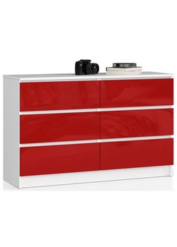 Młodzieżowa komoda z szufladami biała + czerwony połysk - Mirus 4X ze sklepu Edinos.pl w kategorii Komody - zdjęcie 173367175