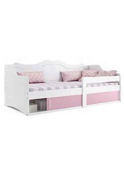 Biało-różowe łóżko dla dziewczynki ze schowkiem - Akro ze sklepu Edinos.pl w kategorii Łóżka dziecięce - zdjęcie 173367435
