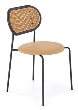 Jasnobrązowe krzesło tapicerowane ekoskórą - Omix ze sklepu Edinos.pl w kategorii Krzesła - zdjęcie 173367448