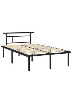 Czarne metalowe łóżko z zagłówkiem 120x200 cm - Nikel ze sklepu Edinos.pl w kategorii Łóżka i materace - zdjęcie 173367806