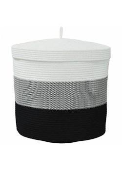 Bawełniany kosz na pranie z pokrywą biały + czarny - Exorin ze sklepu Edinos.pl w kategorii Kosze na pranie - zdjęcie 173367886
