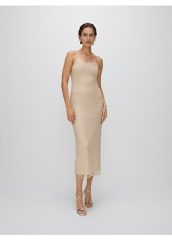 Reserved - Sukienka sheer z cekinami - kremowy ze sklepu Reserved w kategorii Sukienki - zdjęcie 173369647