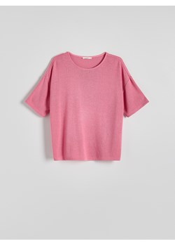 Reserved - Dzianinowa bluzka oversize z wiskozą - pastelowy róż ze sklepu Reserved w kategorii Bluzki damskie - zdjęcie 173369656