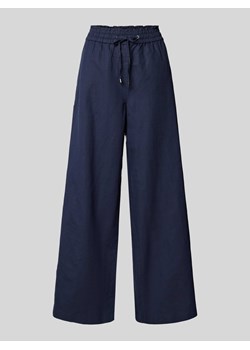 Spodnie lniane z szeroką nogawką i efektem denimu ze sklepu Peek&Cloppenburg  w kategorii Spodnie damskie - zdjęcie 173371265