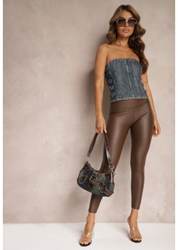 Ciemnobrązowe Legginsy Larsa ze sklepu Renee odzież w kategorii Spodnie damskie - zdjęcie 173371406