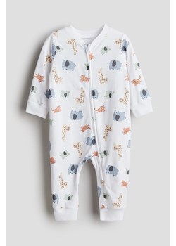 H & M - Wzorzysta piżama jednoczęściowa - Biały ze sklepu H&M w kategorii Odzież dla niemowląt - zdjęcie 173372257