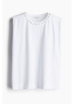 H & M - Top z koralikami - Biały ze sklepu H&M w kategorii Bluzki damskie - zdjęcie 173372278