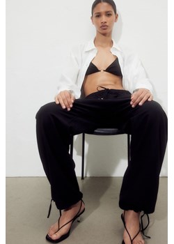 H & M - Spodnie bez zapięcia z domieszką lnu - Czarny ze sklepu H&M w kategorii Spodnie damskie - zdjęcie 173372288