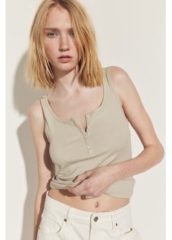 H & M - Prążkowany top bez rękawów - Zielony ze sklepu H&M w kategorii Bluzki damskie - zdjęcie 173372316