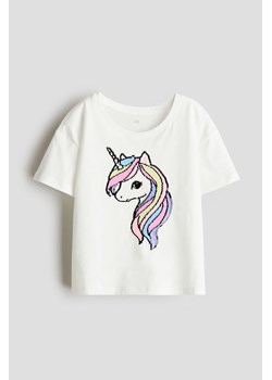H & M - T-shirt z motywem - Biały ze sklepu H&M w kategorii Bluzki dziewczęce - zdjęcie 173372345