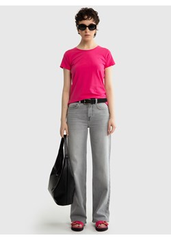 Koszulka damska z bawełny supima różowa Supiclassica 602 ze sklepu Big Star w kategorii Bluzki damskie - zdjęcie 173372756