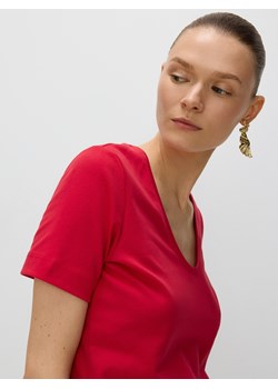 Reserved - T-shirt z merceryzowanej bawełny - czerwony ze sklepu Reserved w kategorii Bluzki damskie - zdjęcie 173373535