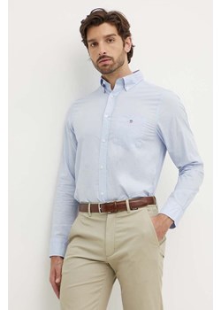 Gant koszula bawełniana męska kolor niebieski regular z kołnierzykiem button-down ze sklepu ANSWEAR.com w kategorii Koszule męskie - zdjęcie 173375548